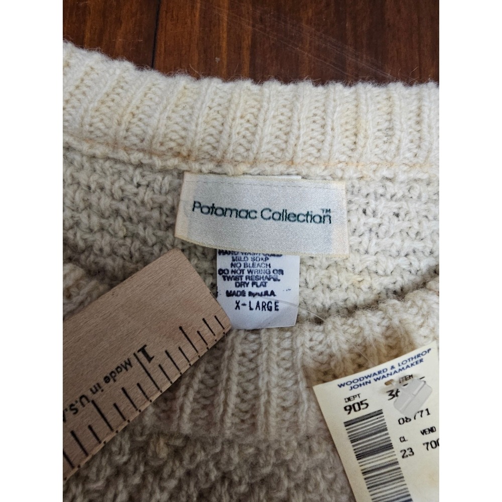 Vintage Potomac Collection Nordic Fair Isle Sweater Cream Black Brown - Picture 5 of 9